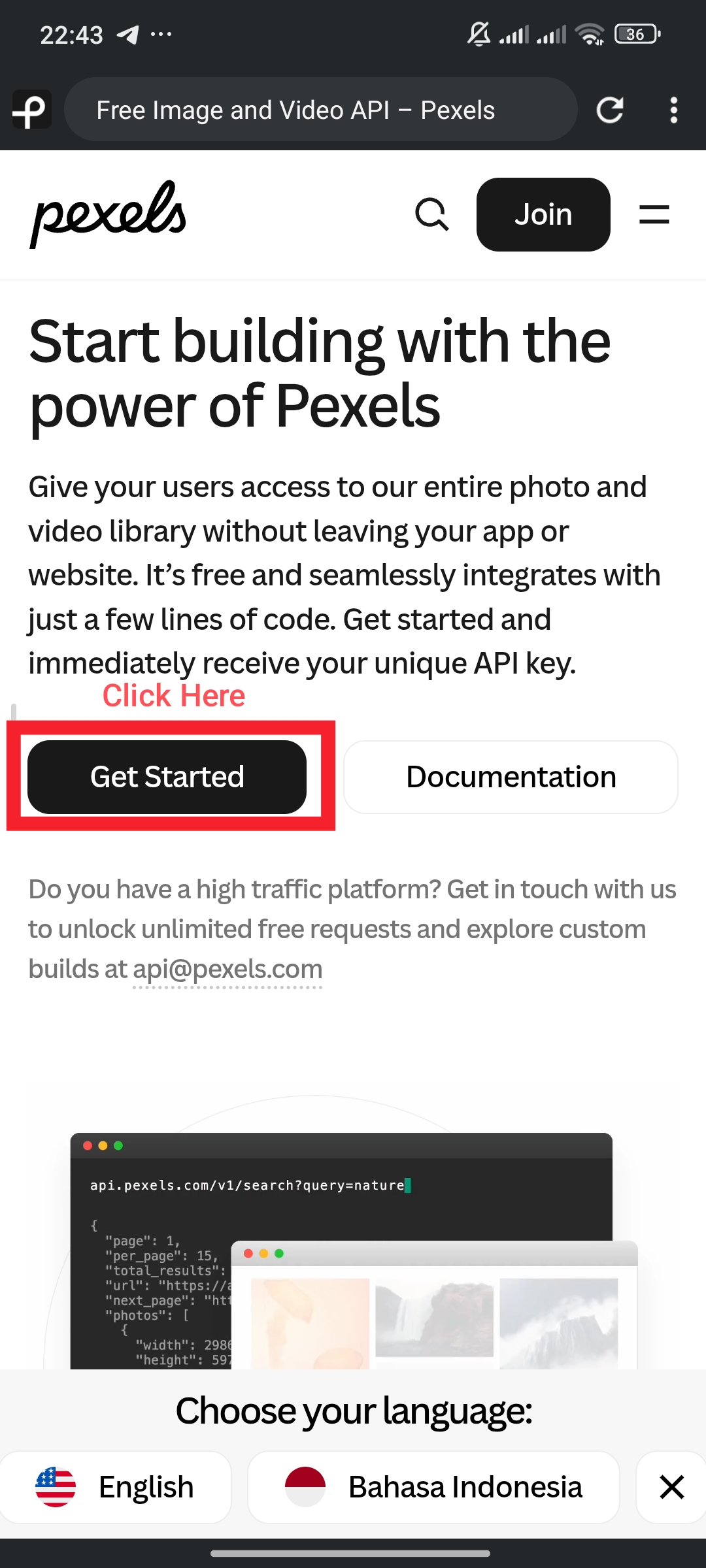 Pexels Step 1